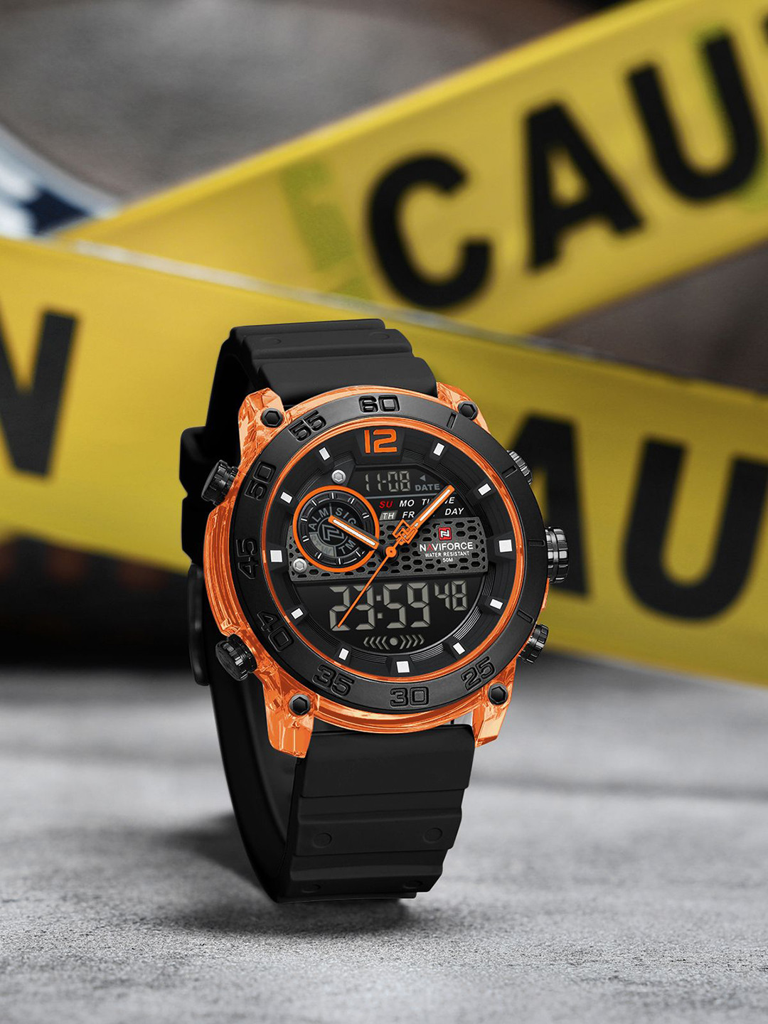 Naviforce Men Round Dial & Bracelet Style Straps Analogue and Digital Watch NF6104_O O B