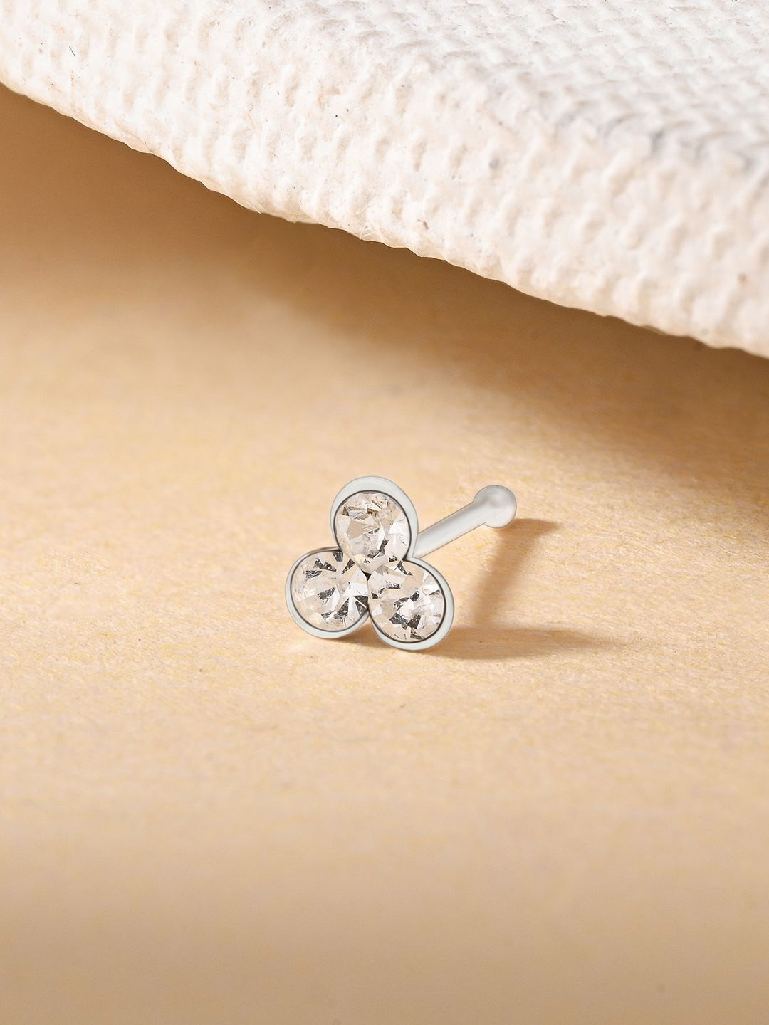 TOUCH925 Women 925 Silver Tri Cluster Stud Nosepin