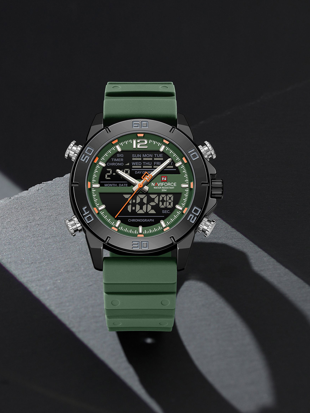 Naviforce Men Textured Dial Analogue and Digital Watch NF9253T_B GN GN