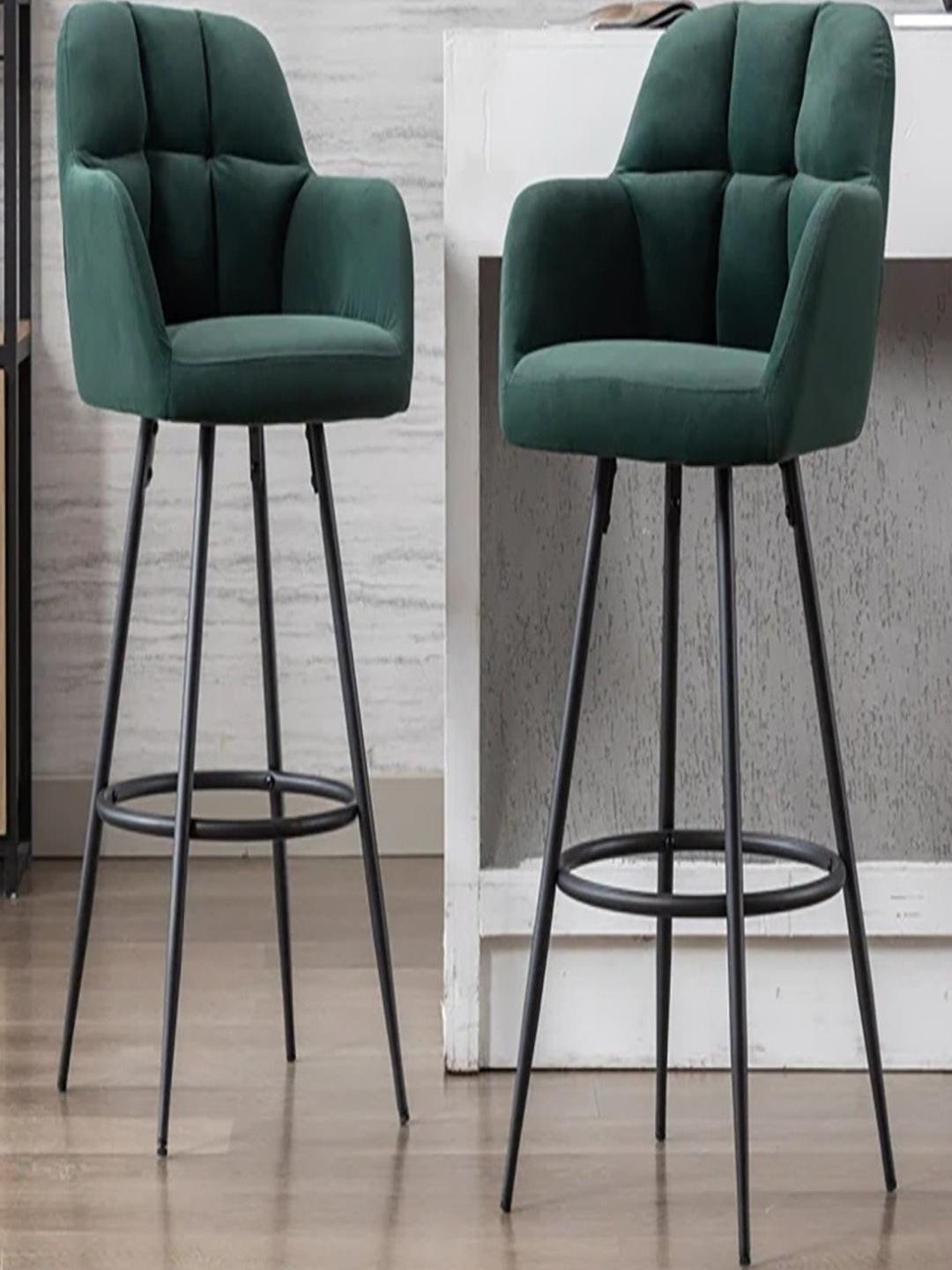 Doe Buck Green Faux Leather Bar Chair with Black Metal Legs
