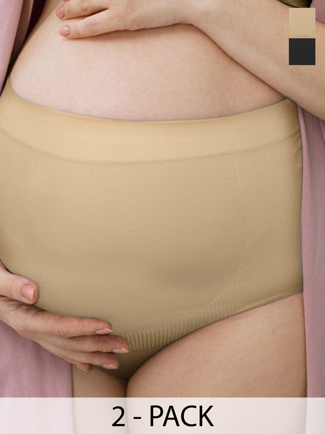 NEWMOM Pack Of 2 High-Rise Seamless Breathable Maternity Support Briefs 0803-254