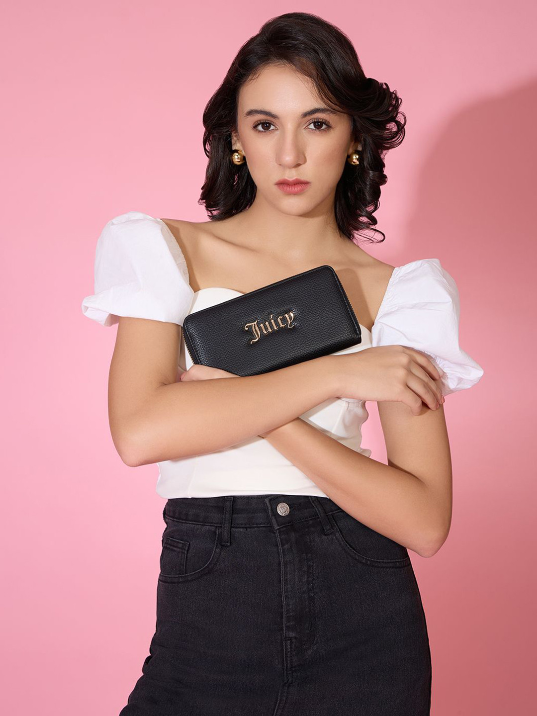 Juicy Couture Women Area Pebbled Zip Around Wallet