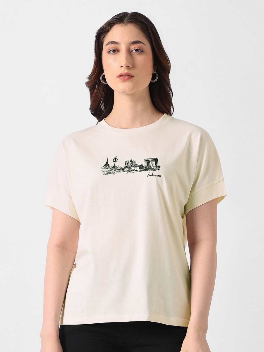 Van Heusen Woman Graphic Printed Round Neck Short Sleeves T-shirt