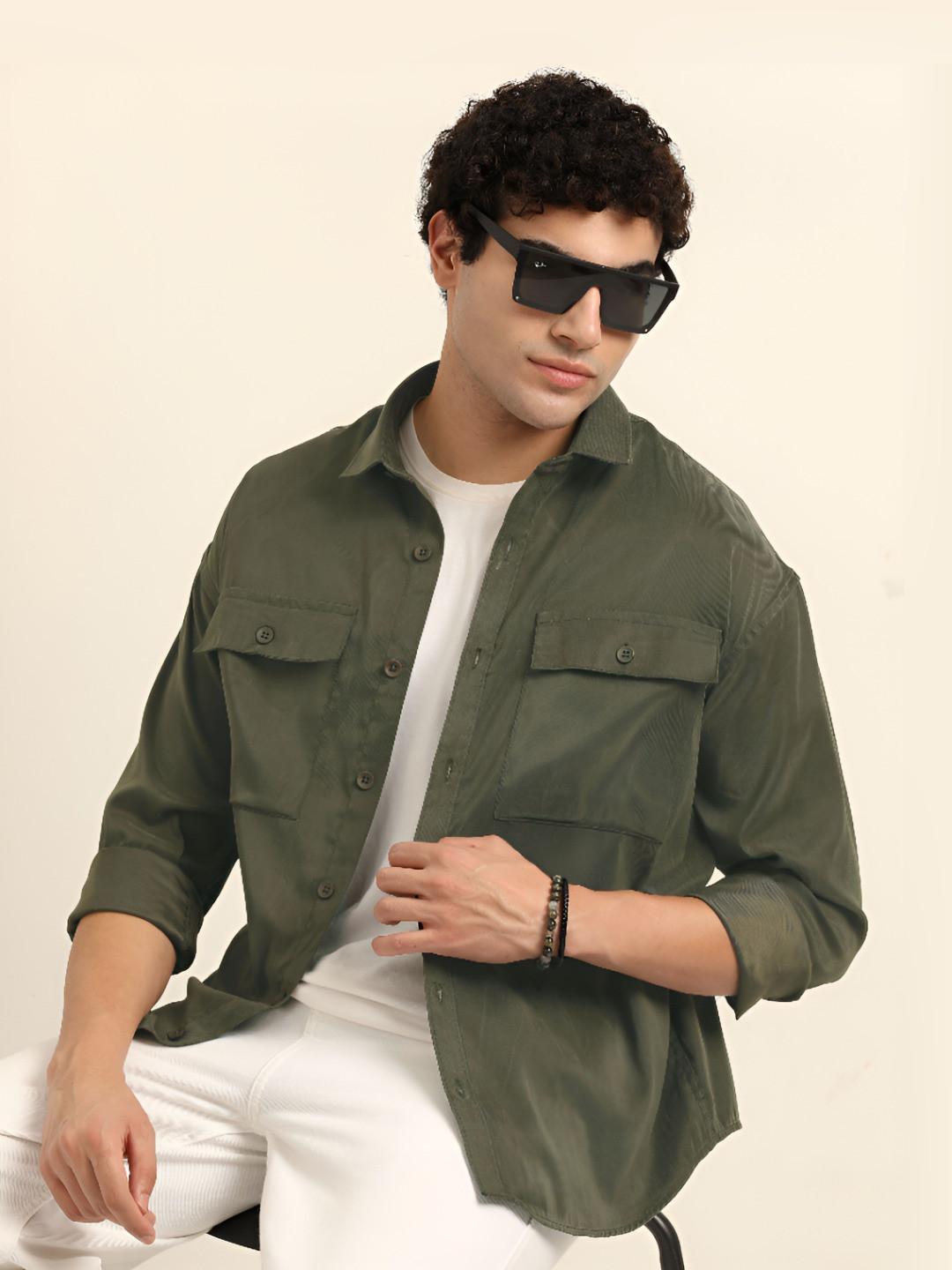 Bushirt Spread Collar Oversize Fit Shacket