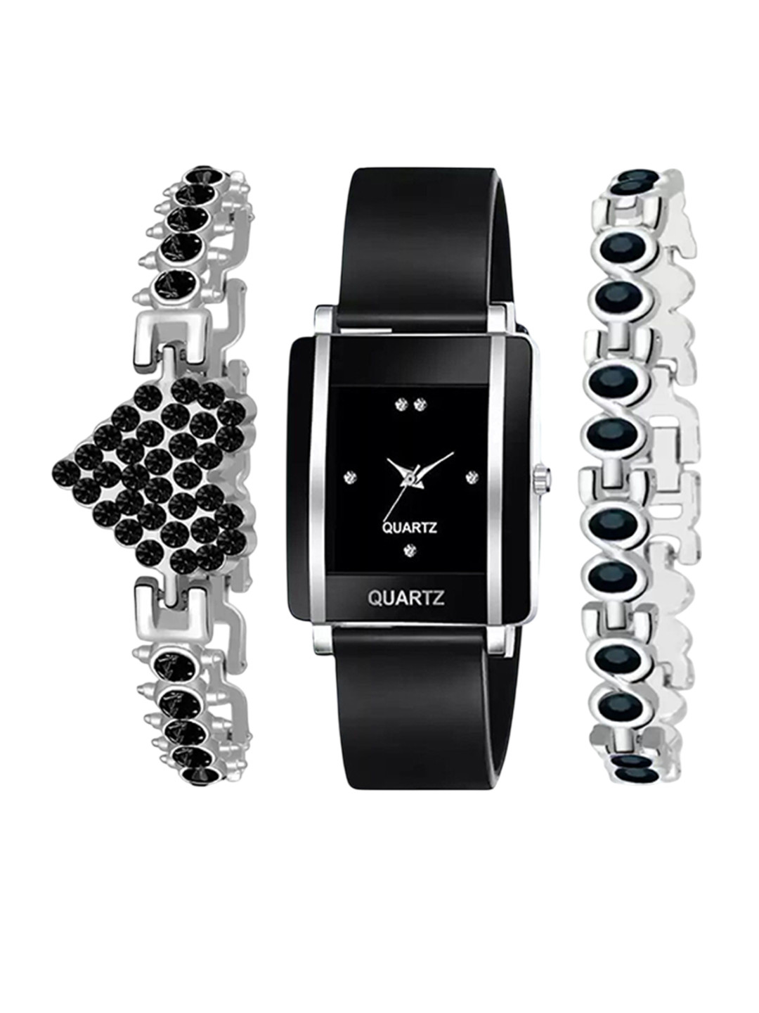 THE SHOPOHOLIC Girls Dial Watch Gift Set KAWA-HEART-BR-BLACK