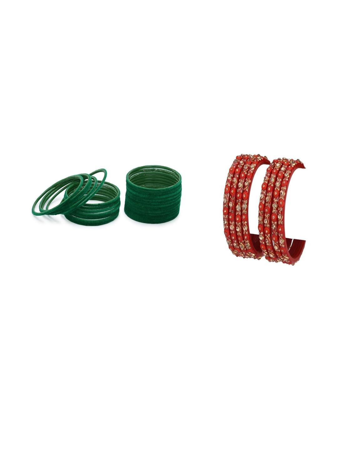 Somil Classic Combo Glass Bangles | Simple Chudi Set For Women & Girls | Daily Use & Special Occasions, Combo Of 2 Set, Green, Radium