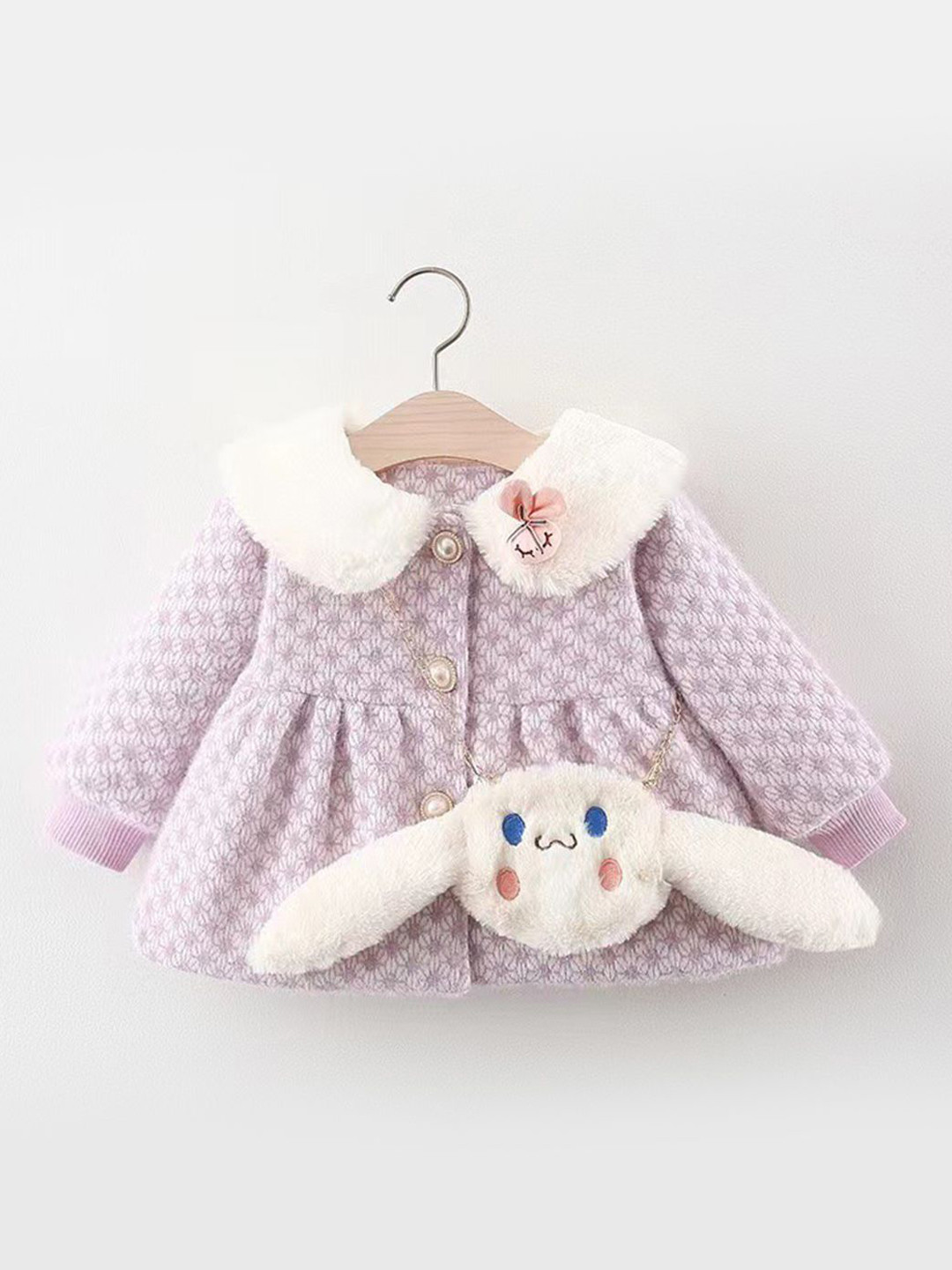 YK Girls Spread Collar Floral Parka Cotton Jacket
