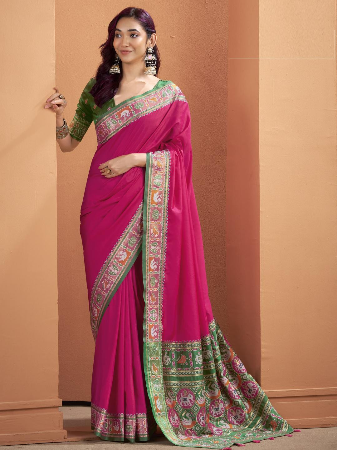Smart Stree Zari Art Silk Patola Saree