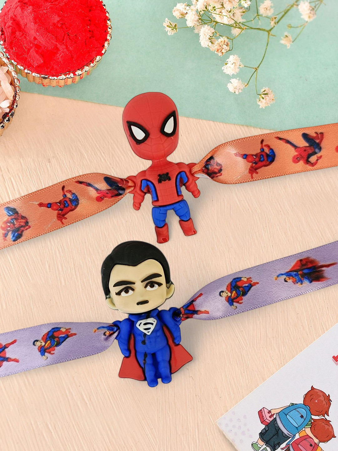 Ascension Kids Set Of 2 Rakhi With Greeting Card With Roli Chawal