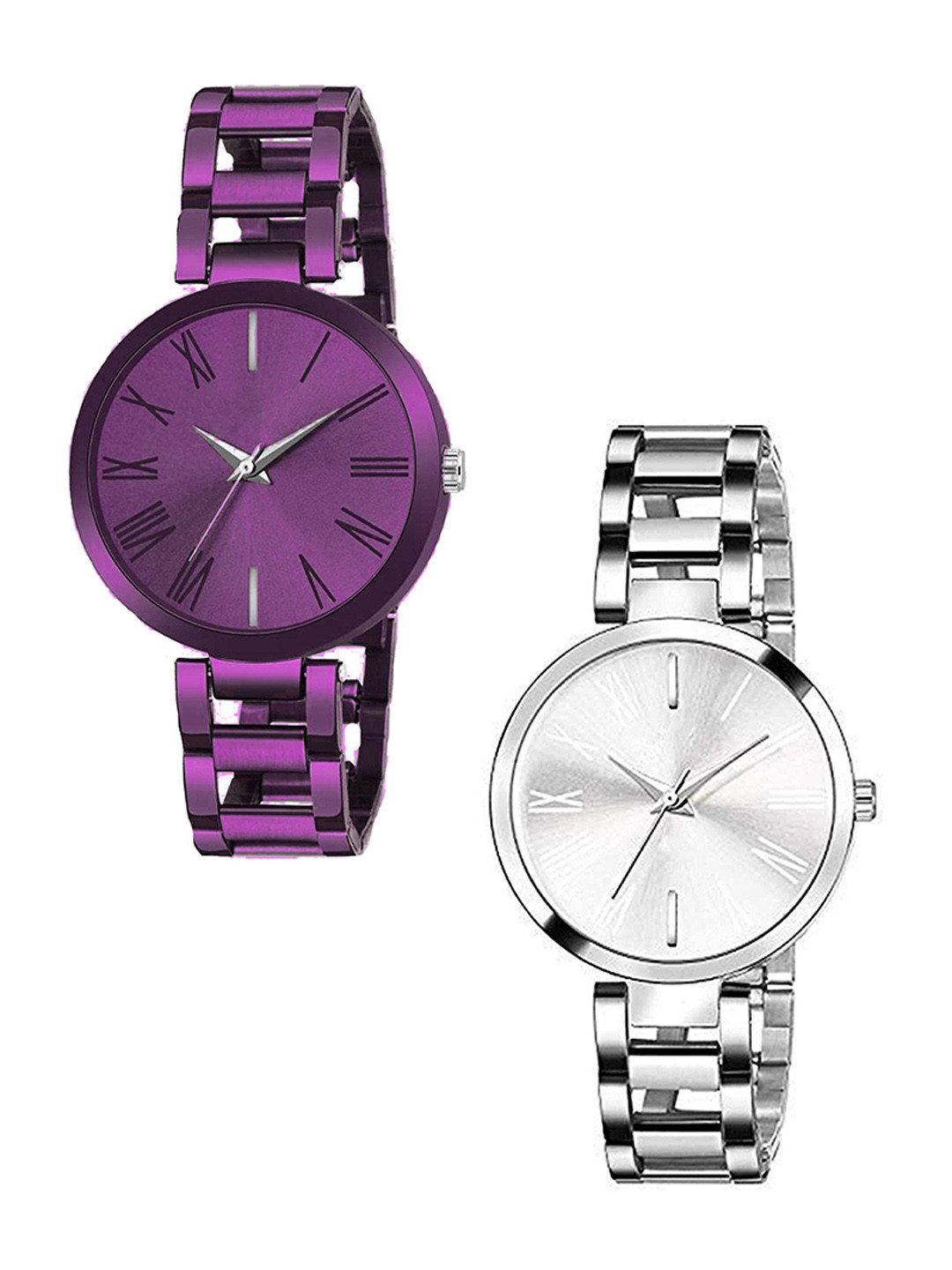 THE SHOPOHOLIC Women Pack Of 2 Round Dial Analogue Watch TNR-P-SIL