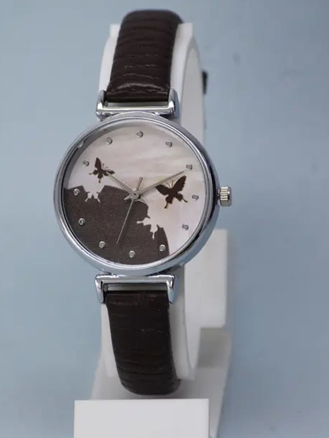 THE SHOPOHOLIC Women Printed Dial & Leather Bracelet Style Straps Analogue Watch AB-BROWN