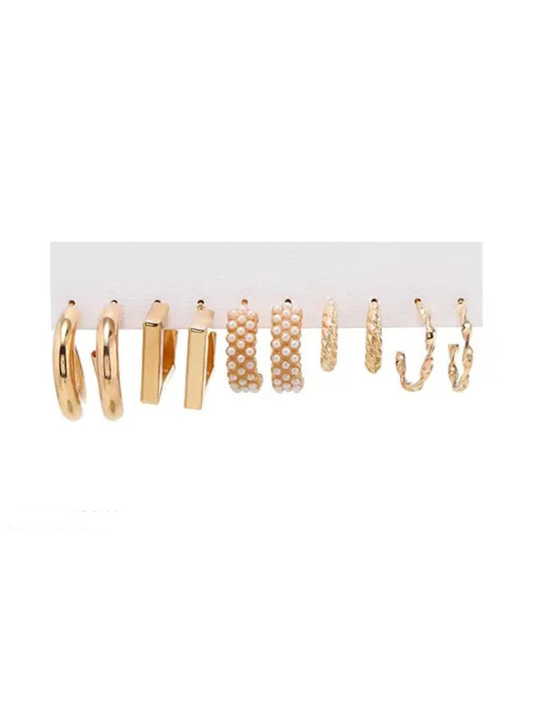 Inara Robes Set of 5 Gold Plated Ear Cuff Earrings