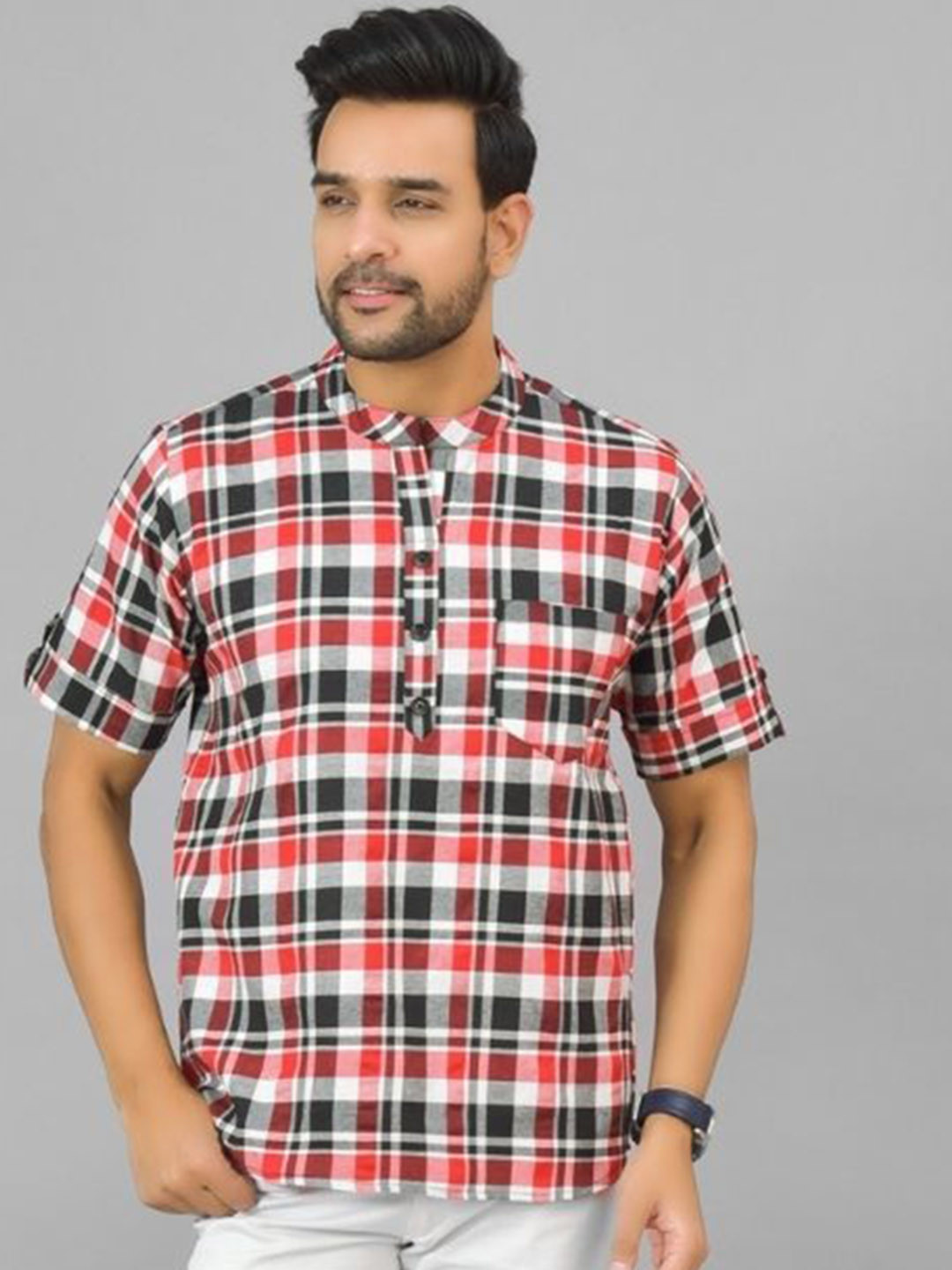 Anouk Rustic Men Cotton Checked Kurta