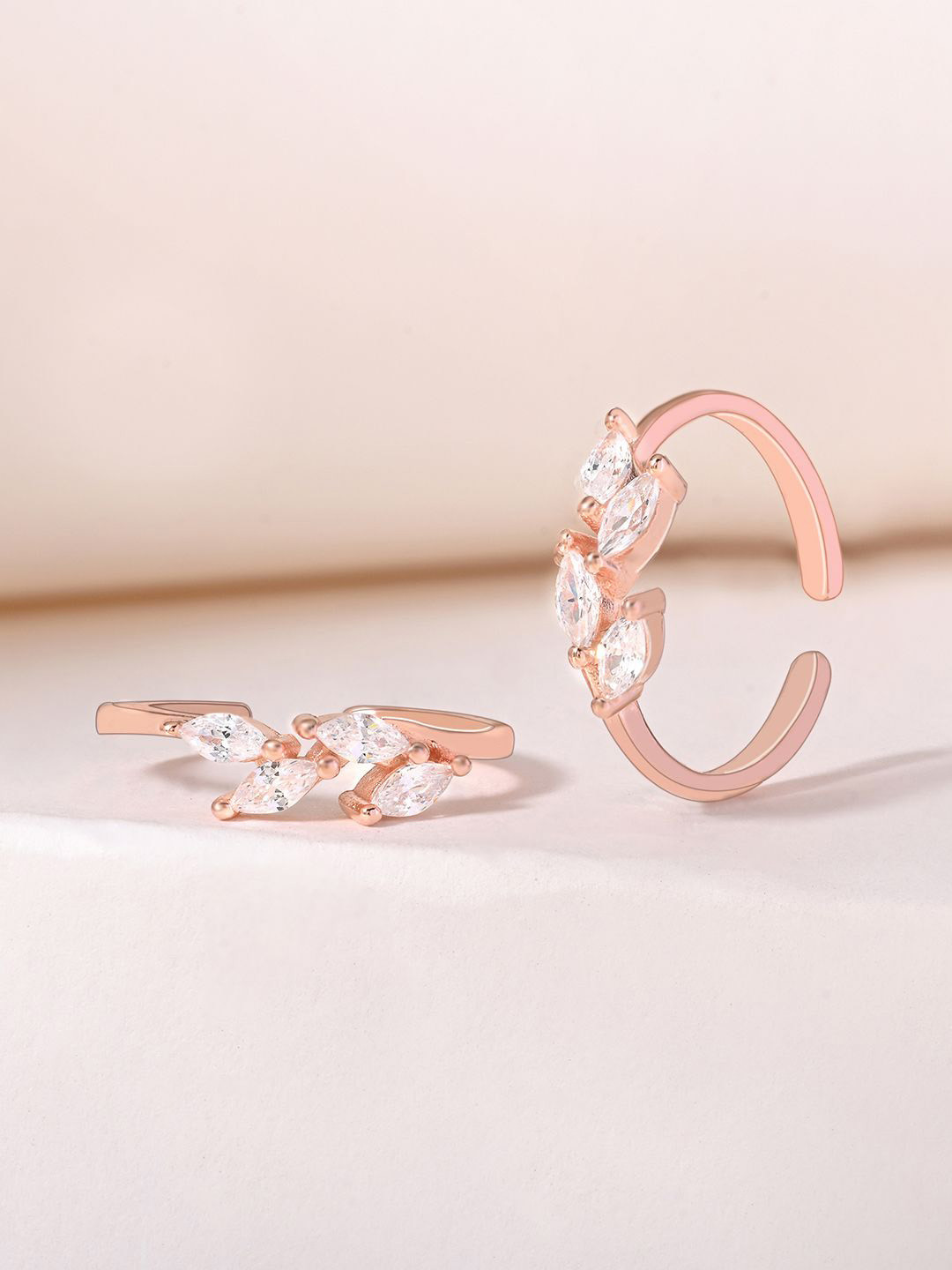 TOUCH925 925 Silver Leaves Toe Rings