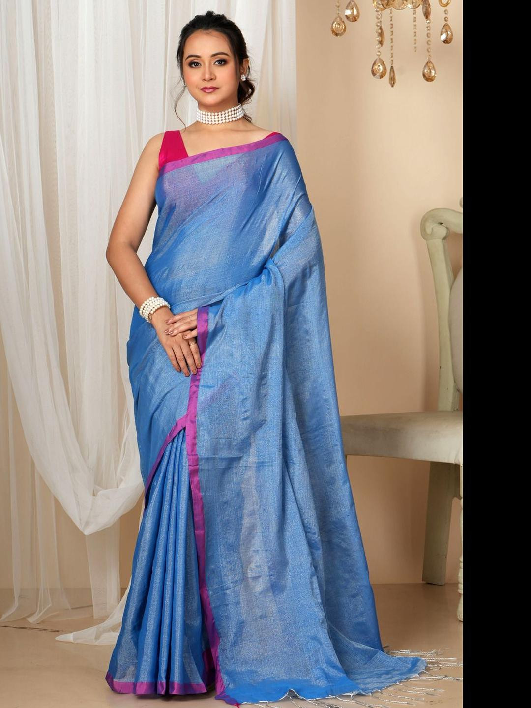 Crochetin Tissue Saree with Blouse Piece