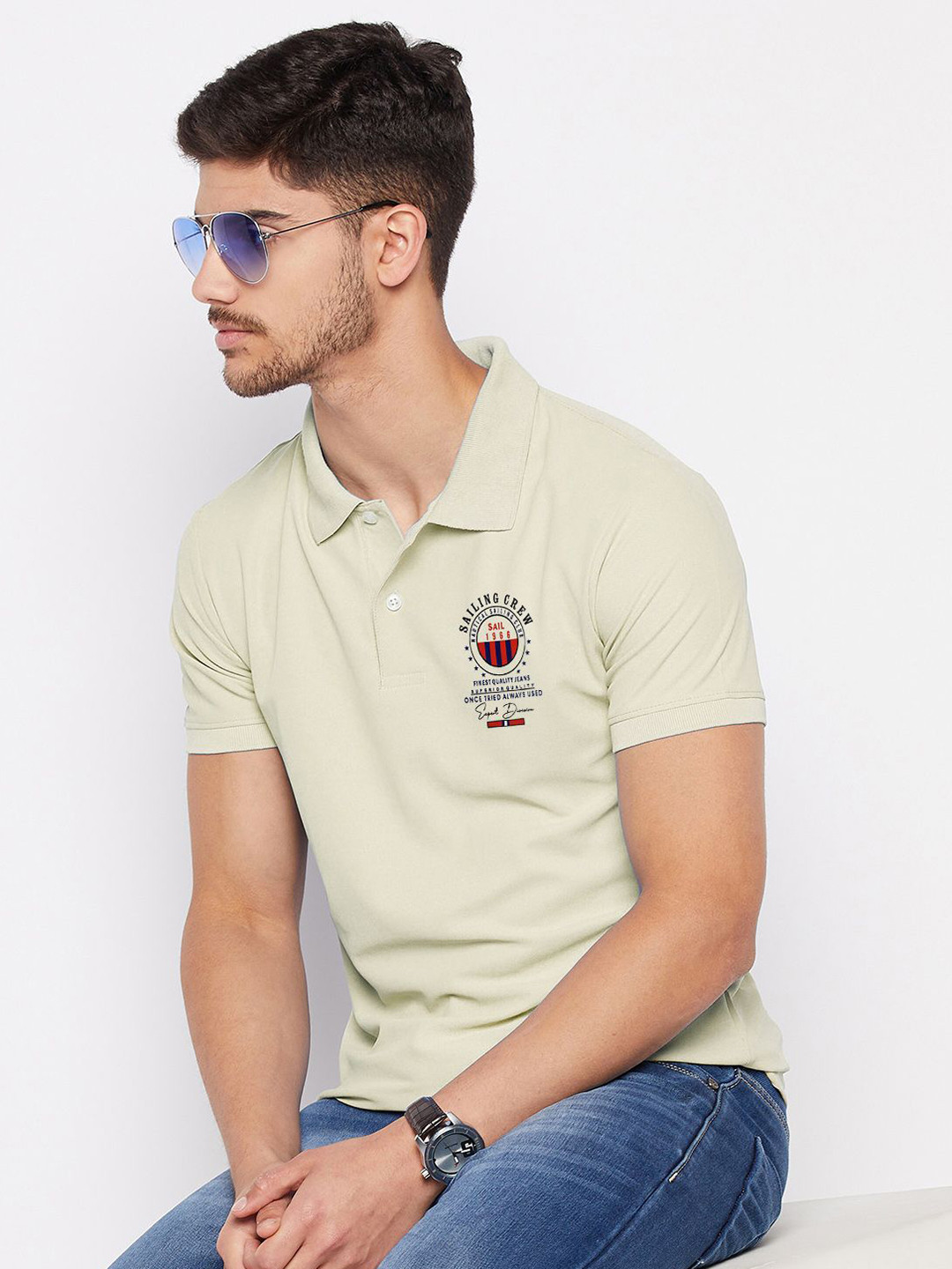 SZN Typography Printed Polo Collar T-shirt