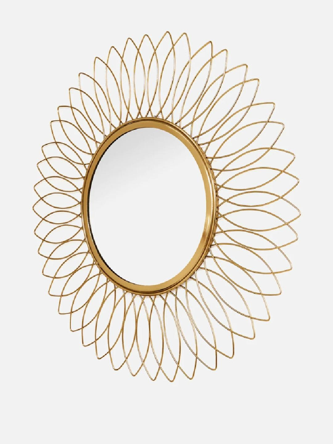 Urban Hamlet Golden Bloom Metal Wire Wall Mirror