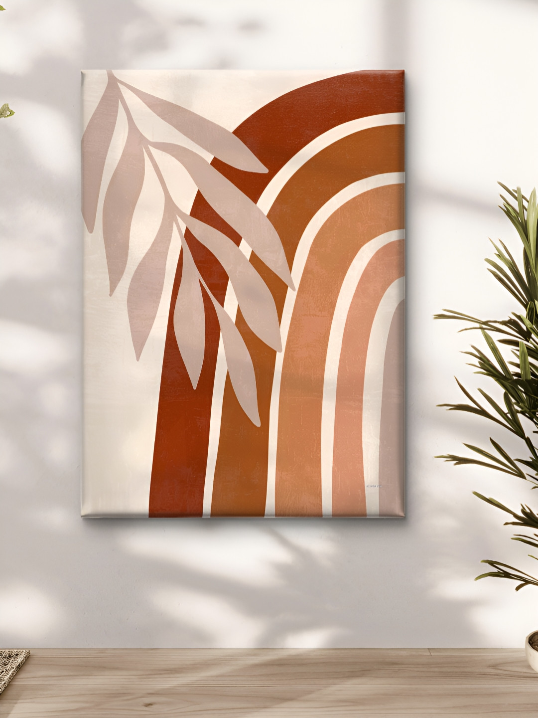 Livin'luxe Brown & Beige Boho Rainbow Arch Framed Canvas Wall Art