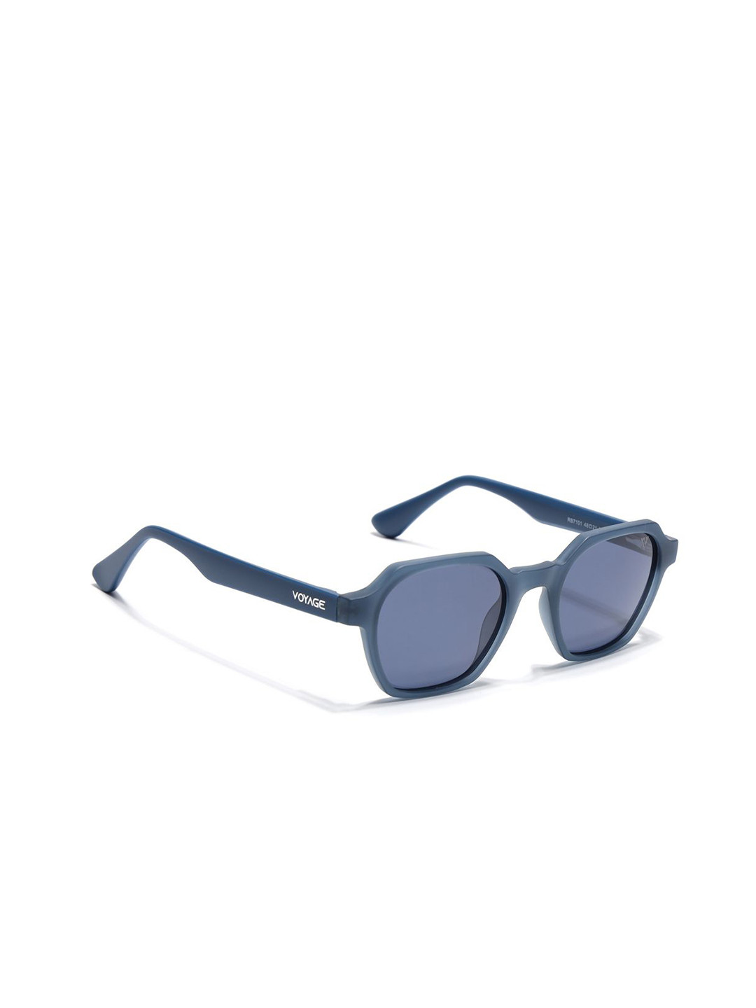 Voyage Unisex Grey Lens Blue Frame Round Polarized Sunglasses 7101PMG7285