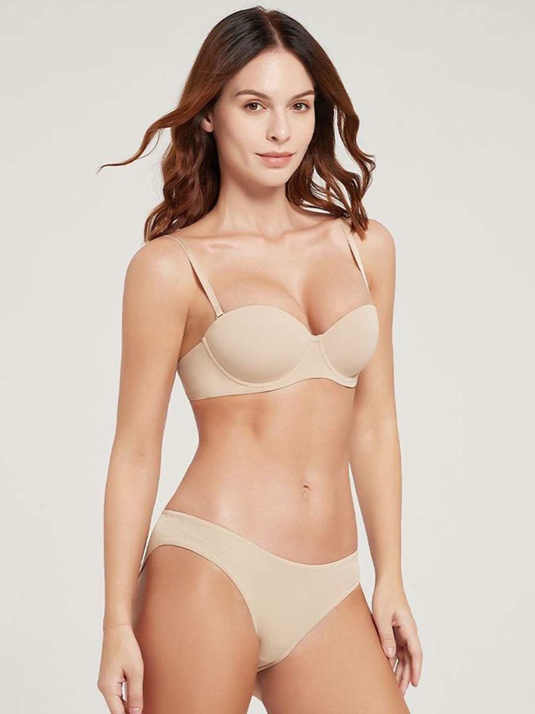LULU & SKY Lightly-Padded Lingerie Set X8632-BEIGE