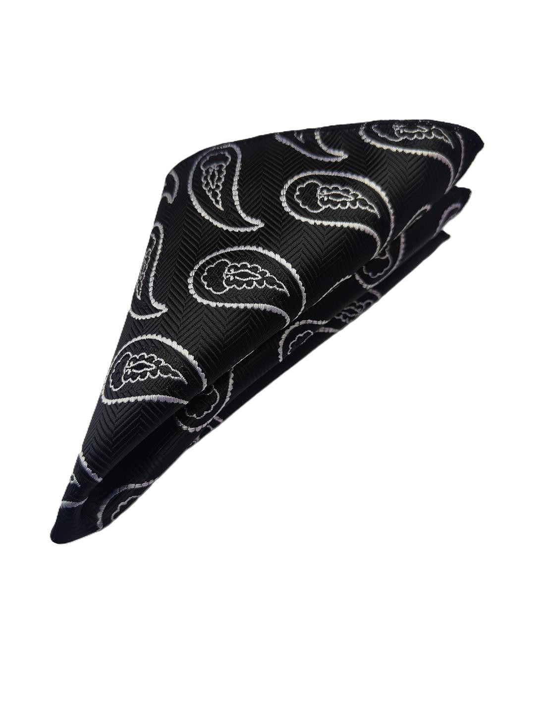 VOICI Men Black Paisley Pattern Pocket Squares