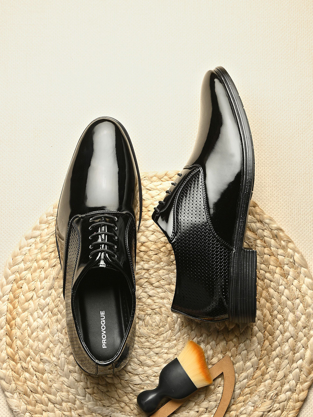 Provogue Men Patent Leather Lace-Ups Round Toe Loafers