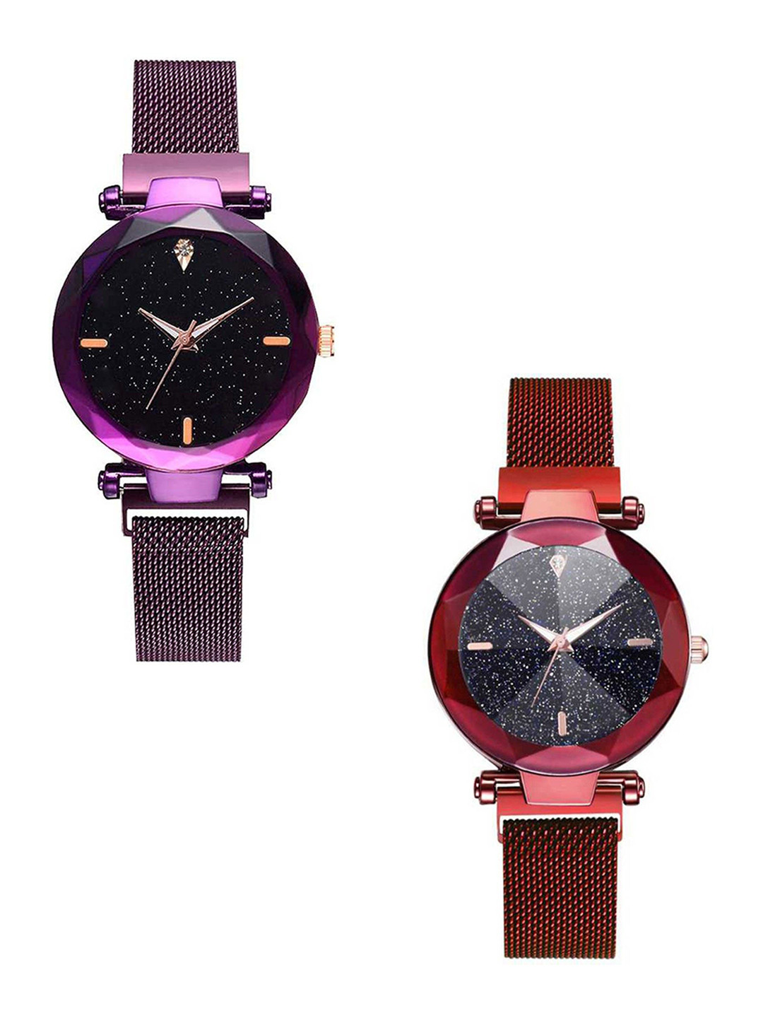 THE SHOPOHOLIC Women Pack of 2 Dial & Bracelet Style Straps Analogue Watch S-451-455