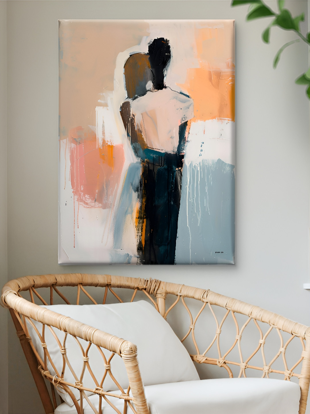Livin'luxe Black & Orange Framed Abstract Embrace Canvas Wall Art