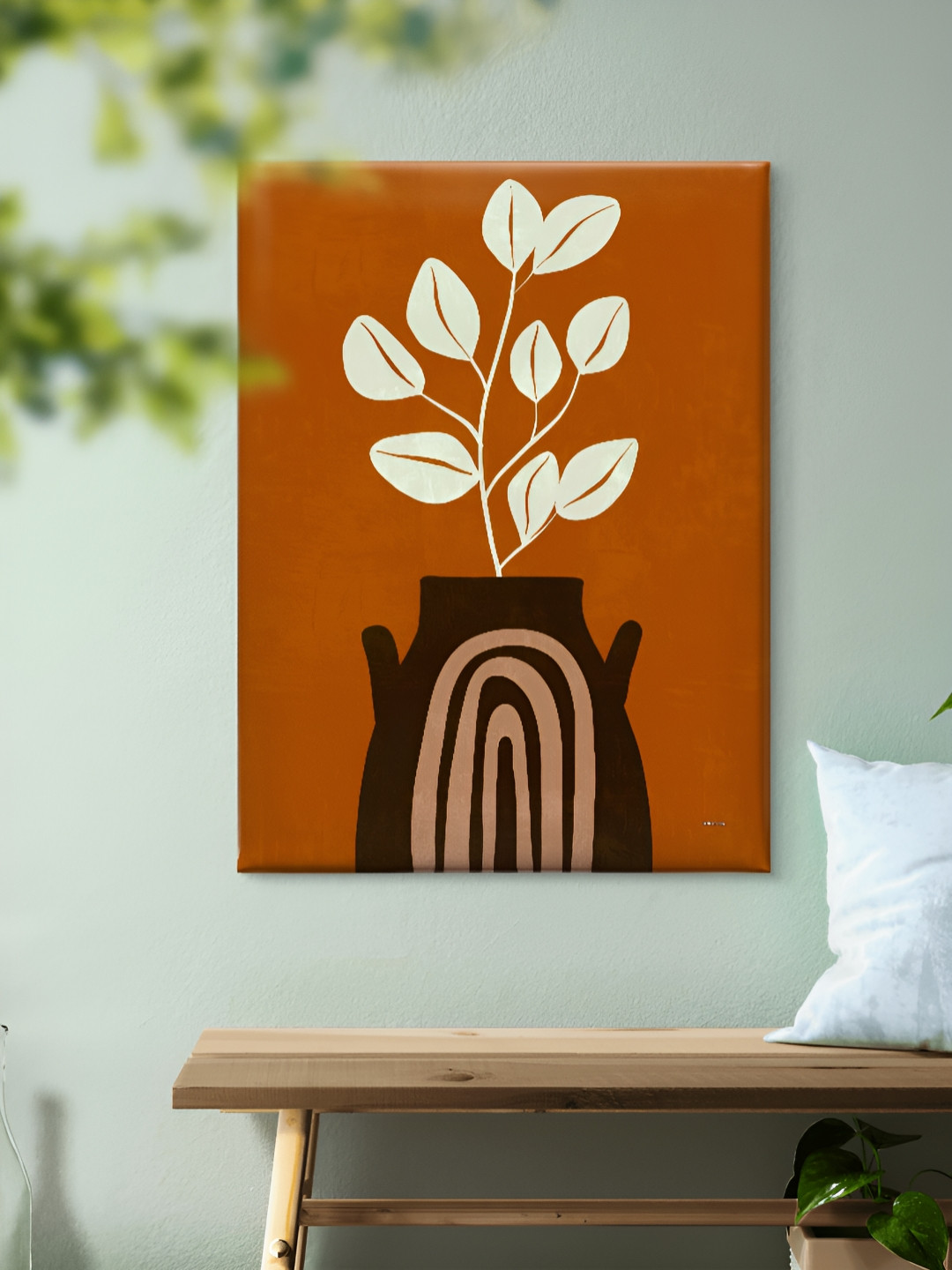 Livin'luxe Brown & Black Boho Terracotta Vase Printed Canvas Wall Art