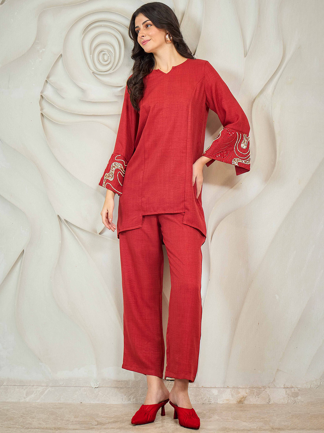Shally Bhasin by Athena Embroidered Tunic With Trousers Co-Ords