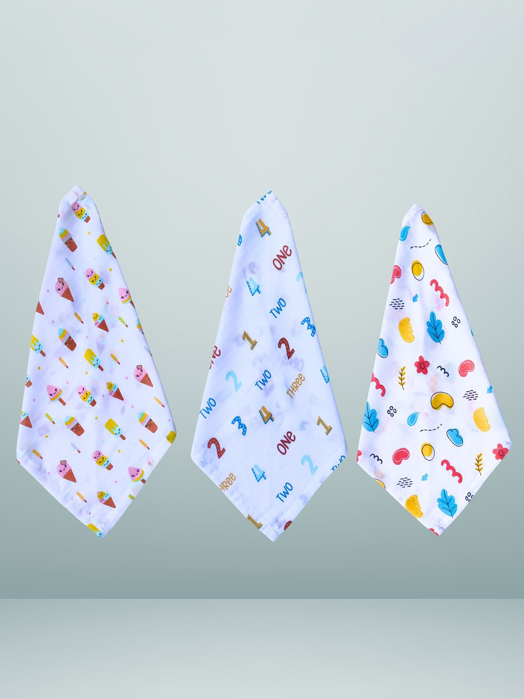BAESD Pack Of 3 Printed Baby Wash Cloths
