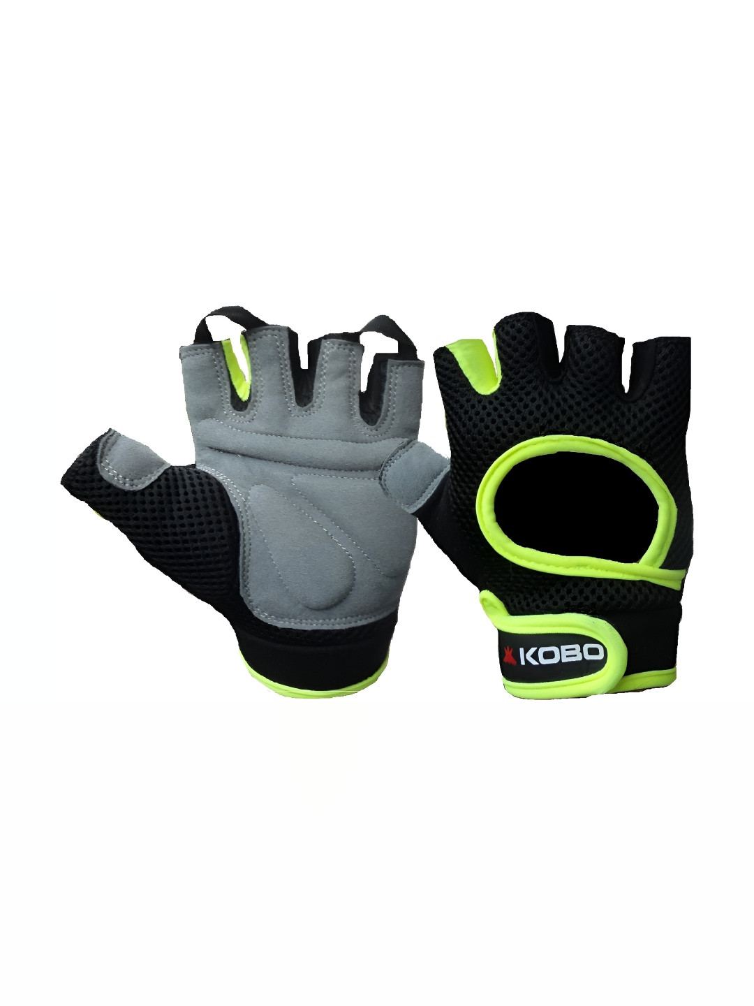 KOBO Adjustable Strap Soft Padded Leather Gym Gloves