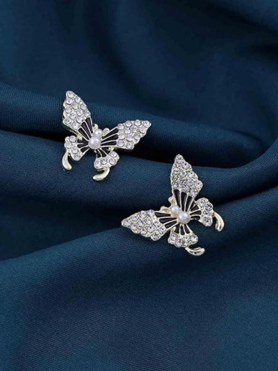 Mystic Collections Gold-Plated Butterfly Zircon Studded Studs