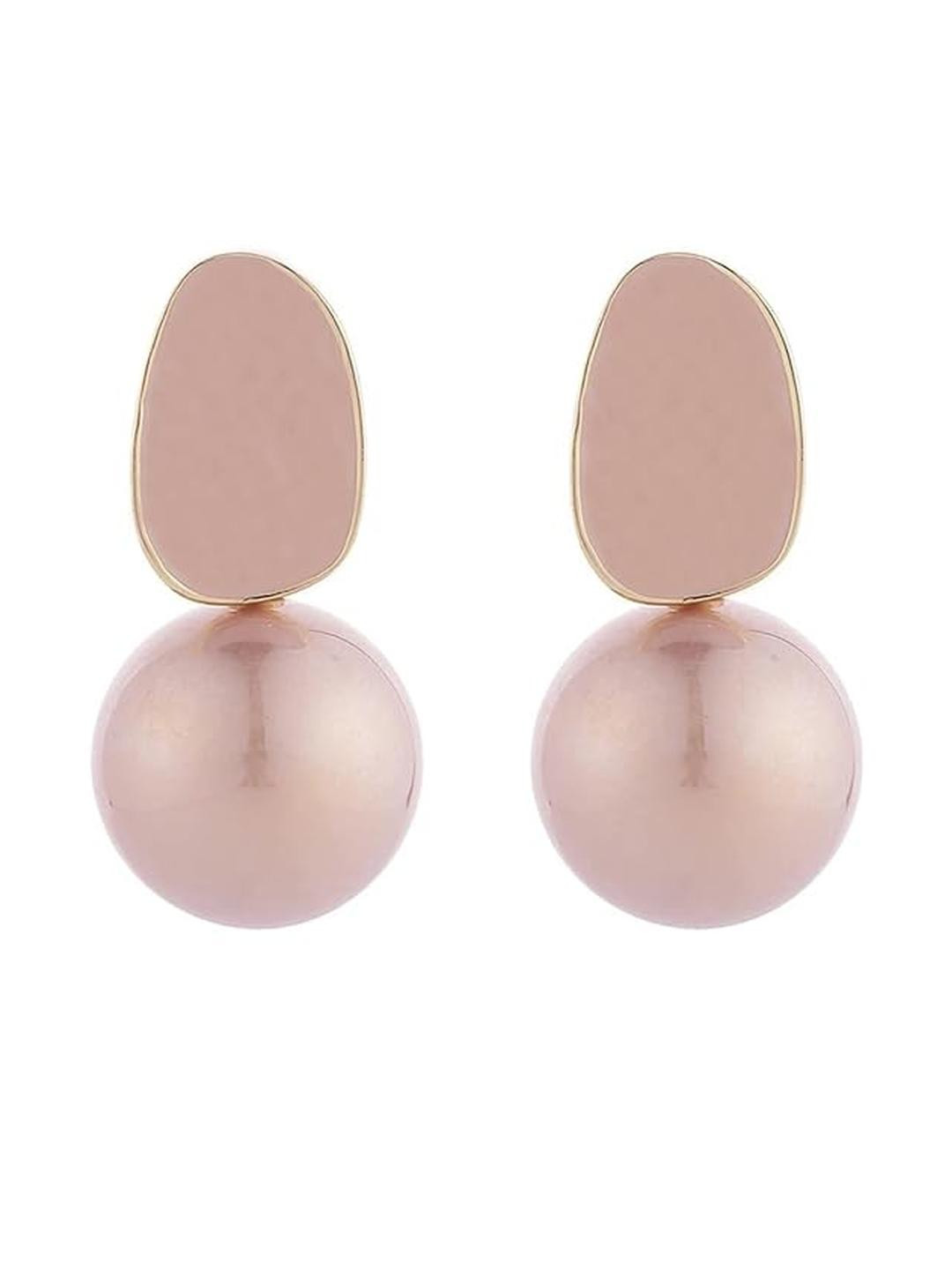 Inara Robes Pink Korean Circle of Life Pearl Drop Earrings