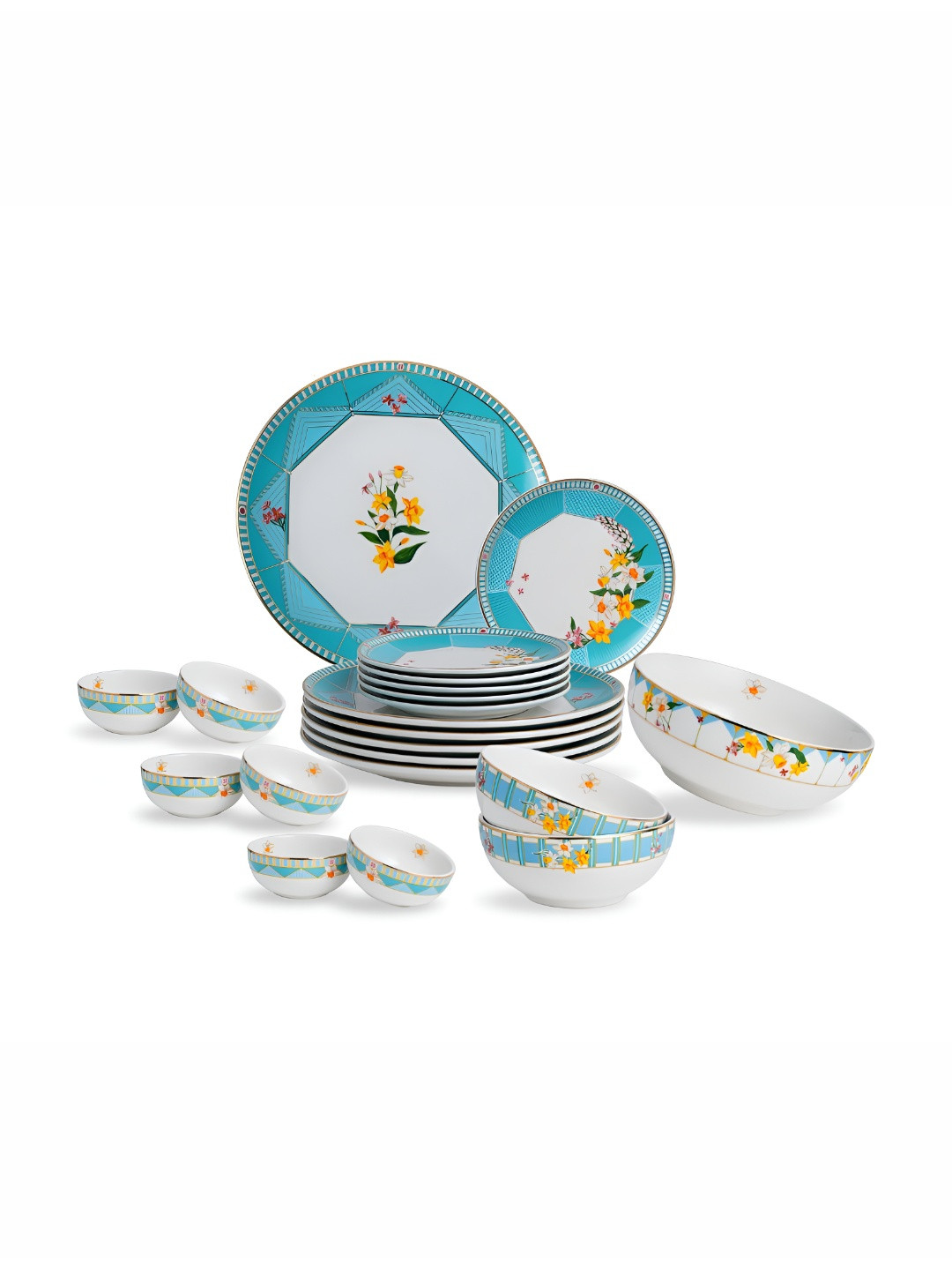 SHAY 21 Pieces Ceramic Glossy Finish Dinner Set