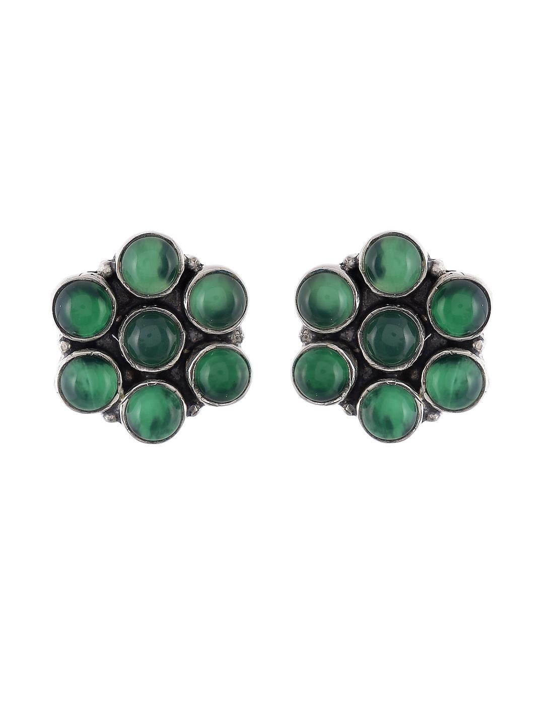 Silver Planets Silver-Plated Sterling Silver Onyx Studs