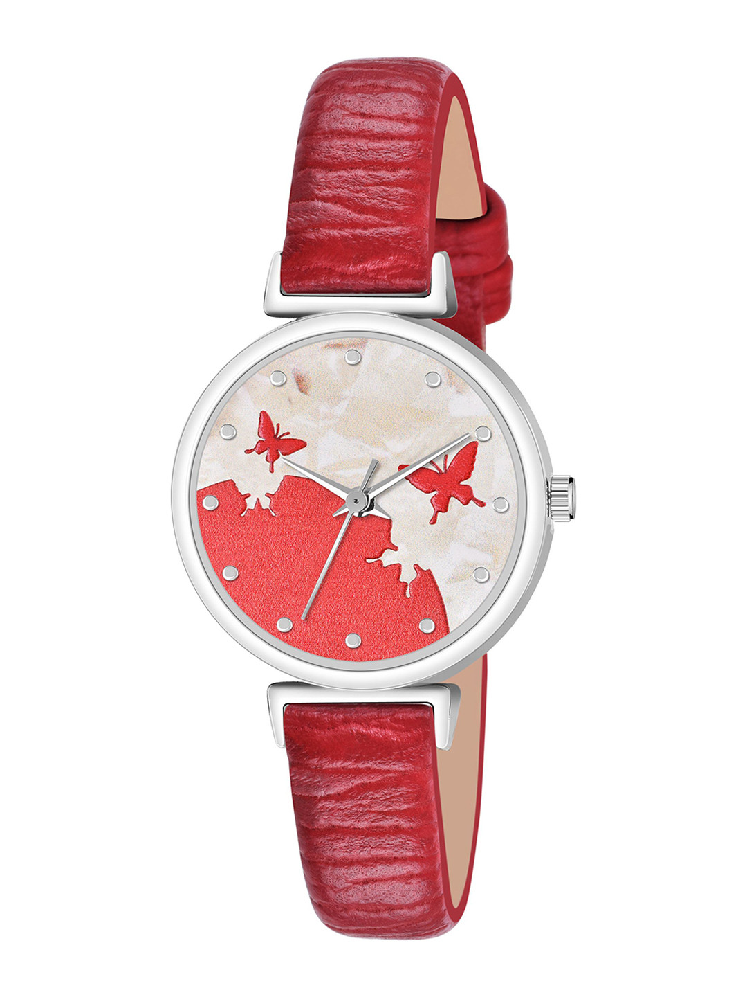 THE SHOPOHOLIC Women Dial & Leather Bracelet Style Straps Analogue Watch AB64-BF-RED
