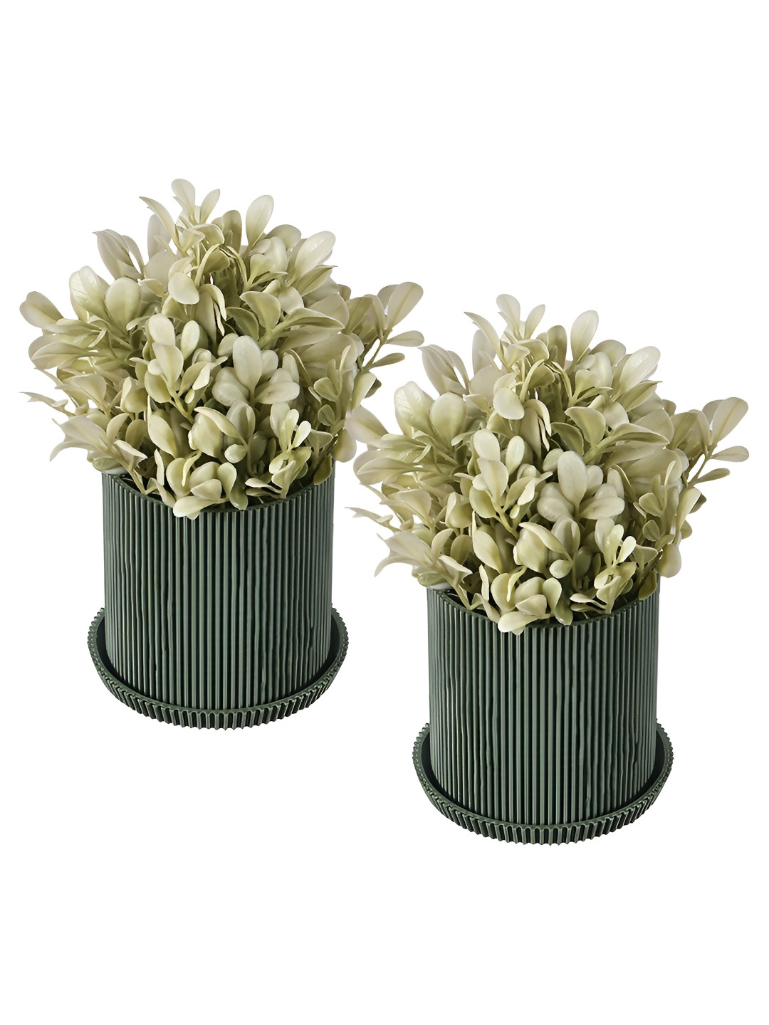 RUBOXA Green & Olive Green 2 Pieces Artificial Plants With Pots