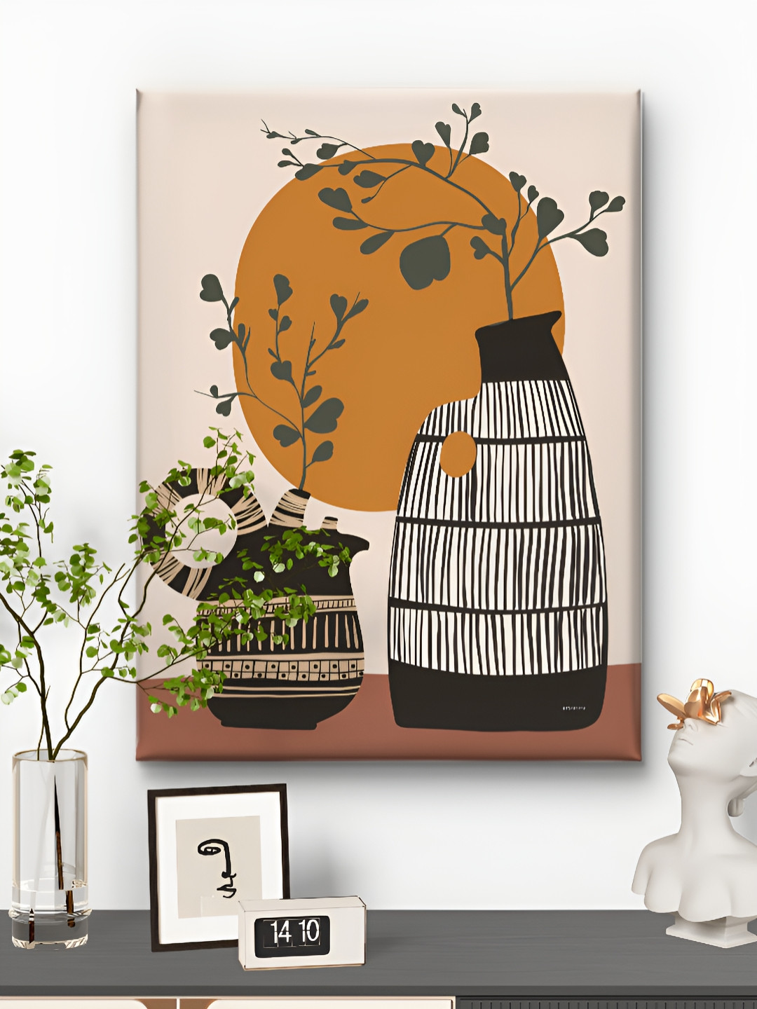 Livin'luxe Beige & Mustard Floral Printed Canvas Wall Art