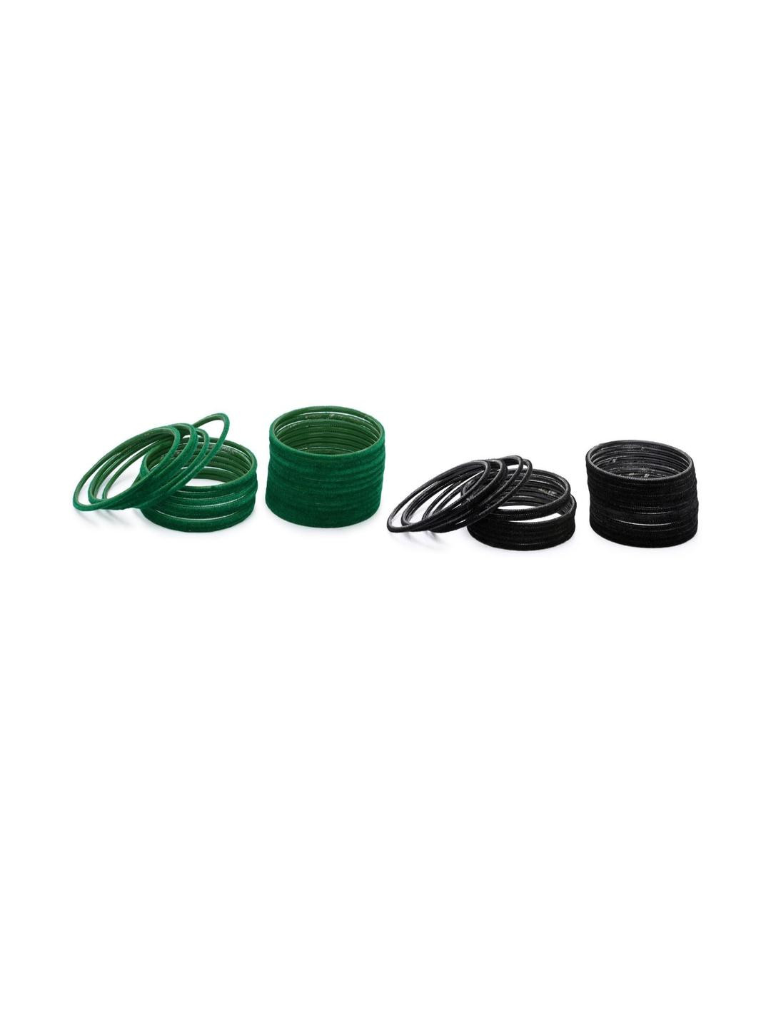 Somil Classic Combo Glass Bangles | Simple Chudi Set For Women & Girls | Daily Use & Special Occasions, Combo Of 2 Set, Green, Black