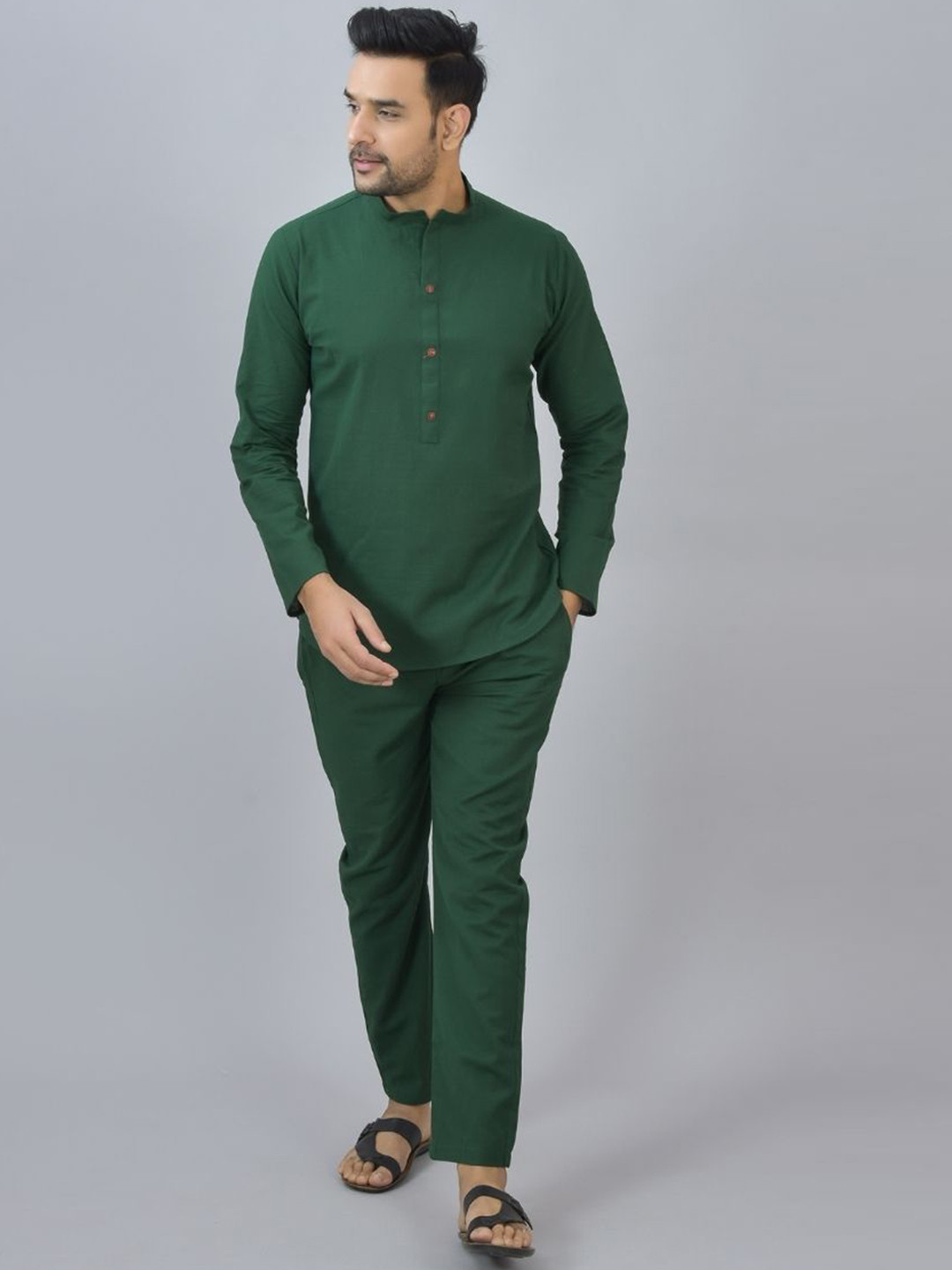 Anouk Rustic Men Regular Pure Cotton Kurta with Trousers Kurta Sets
