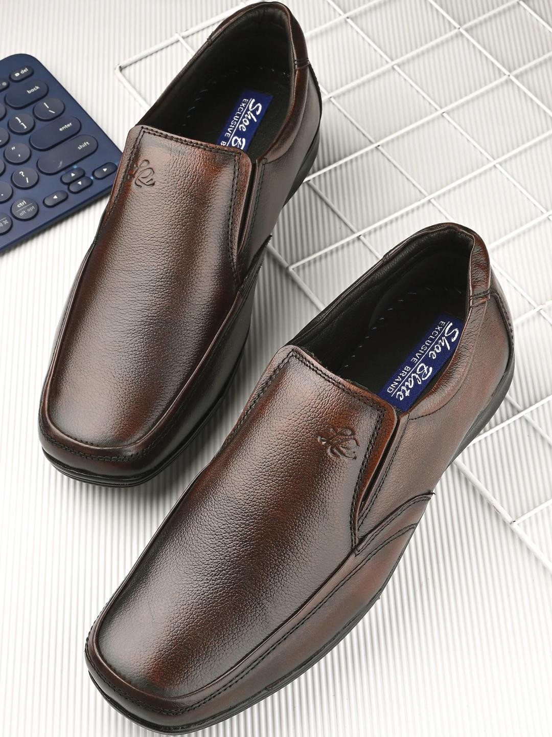 SHOE BLATE Men Textured Slip-On Shoes Formal Shoes