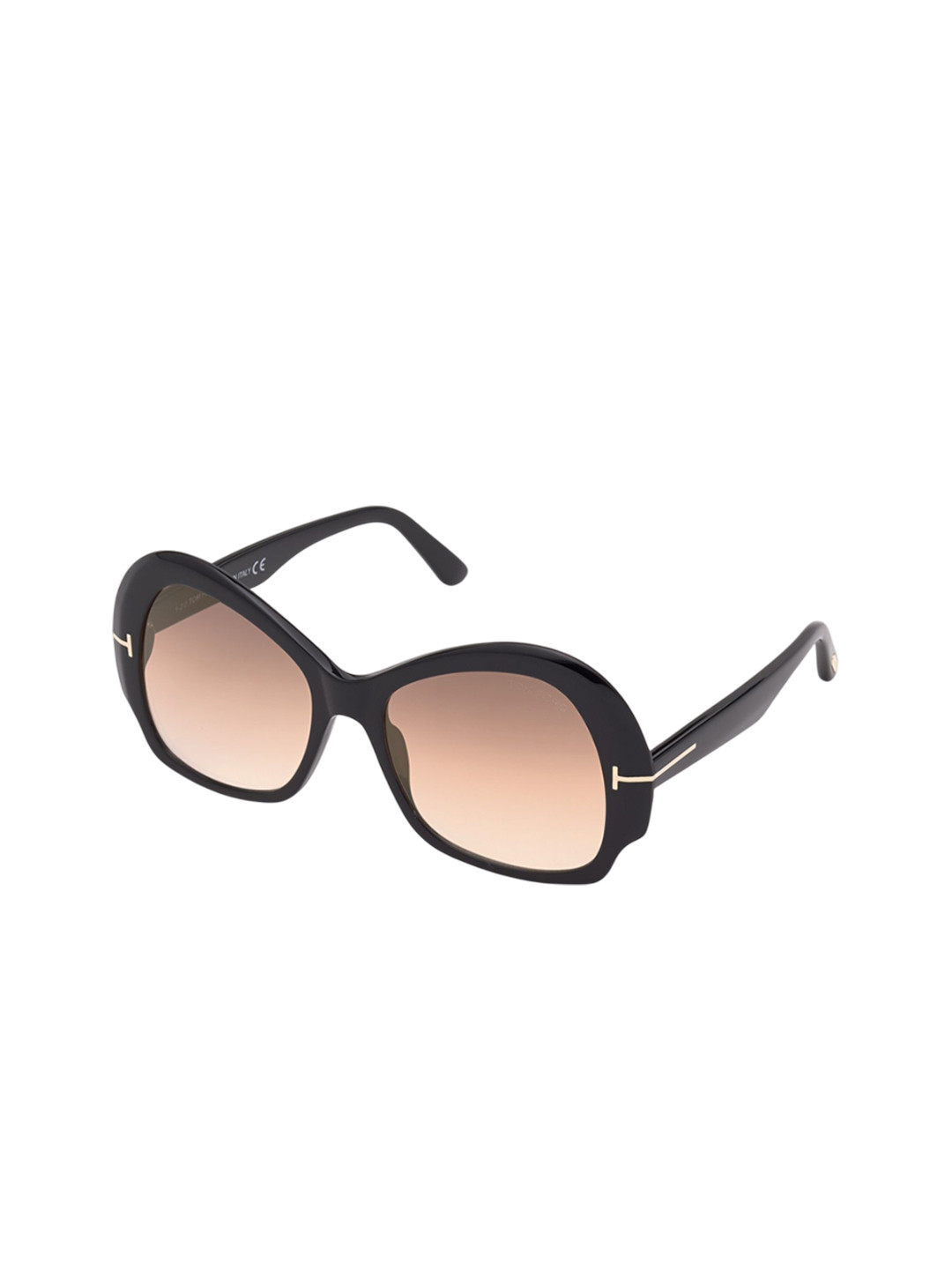 Tom Ford Women Brown Lens & Black Butterfly Sunglasses with