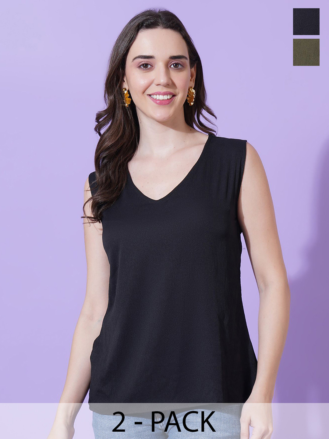 Kasendra Women Pack Of 2 V-Neck Vest Top