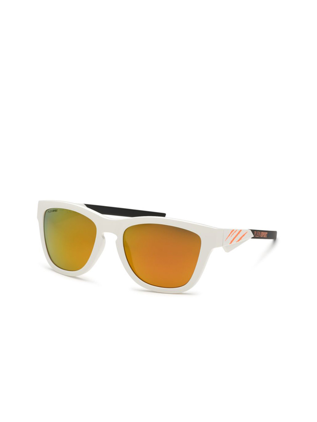 PHILIPP PLEIN Men Brown Lens & White Square Sunglasses with