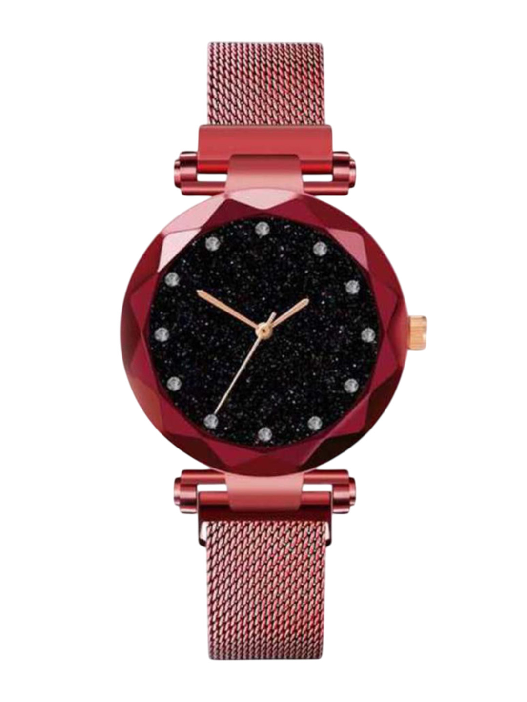 THE SHOPOHOLIC Women Embellished Dial & Stainless Steel Straps Analogue Watch FR-BAR-RED