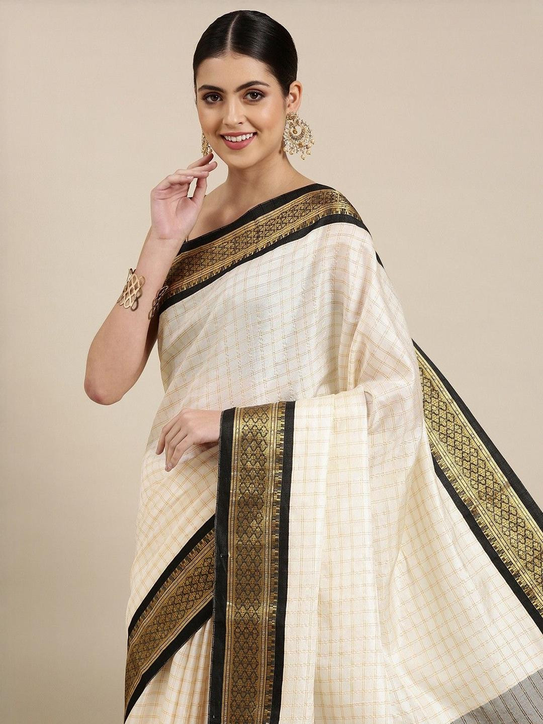 SILKWEAR Checked Zari Paithani Saree