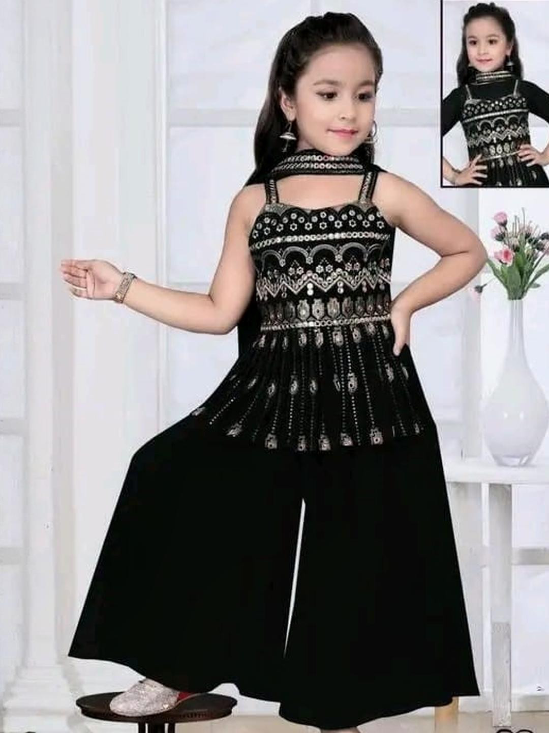 Tulsi Creation Kids-Girls Black Clothing Set