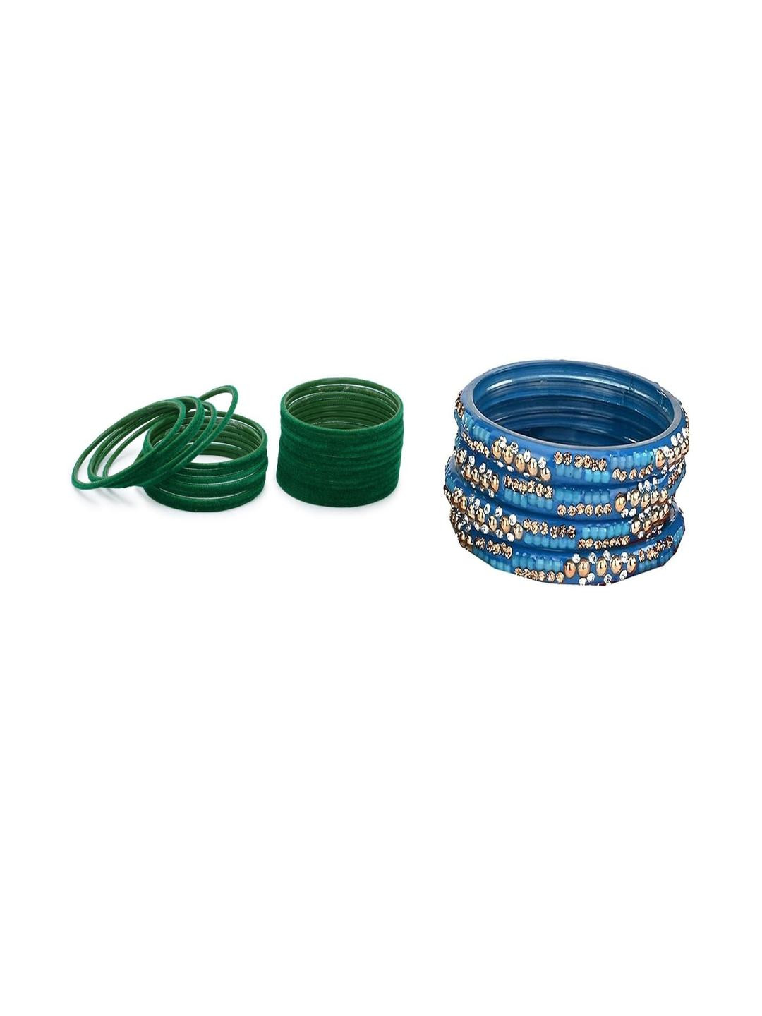 Somil Classic Combo Glass Bangles | Simple Chudi Set For Women & Girls | Daily Use & Special Occasions, Combo Of 2 Set, Green, Blue