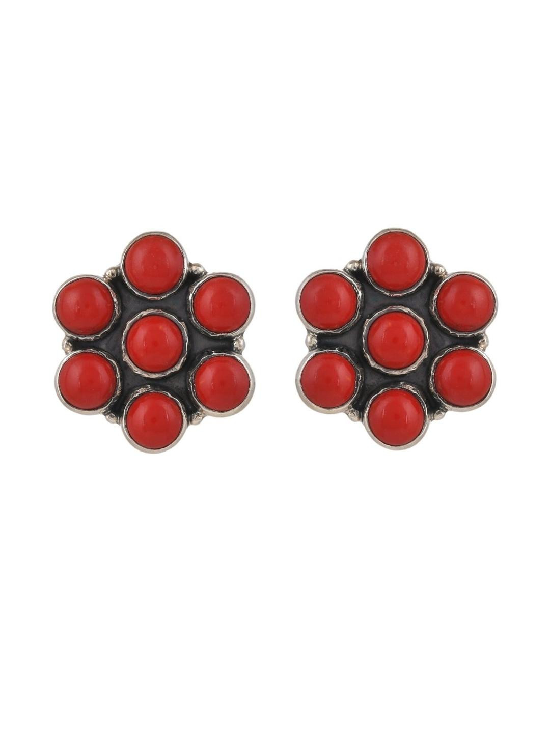 Silver Planets Silver-Plated Sterling Silver Coral Studs
